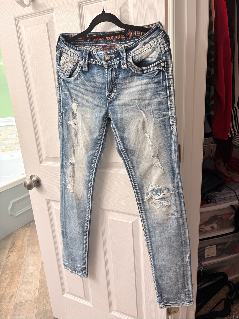 Rock Revival Light Blue Distressed Skinny Jeans